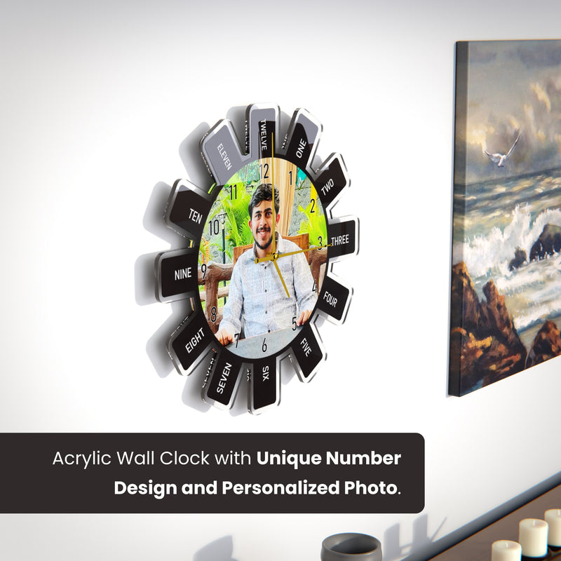 Acrylic Wall Clock (12x12 Inches) – Custom Photo with Unique Design.