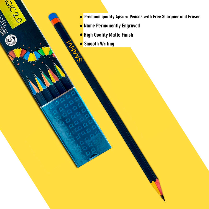 Kids Mini Tumbler 500 ml Black with Engraved Name + Pencil Set.