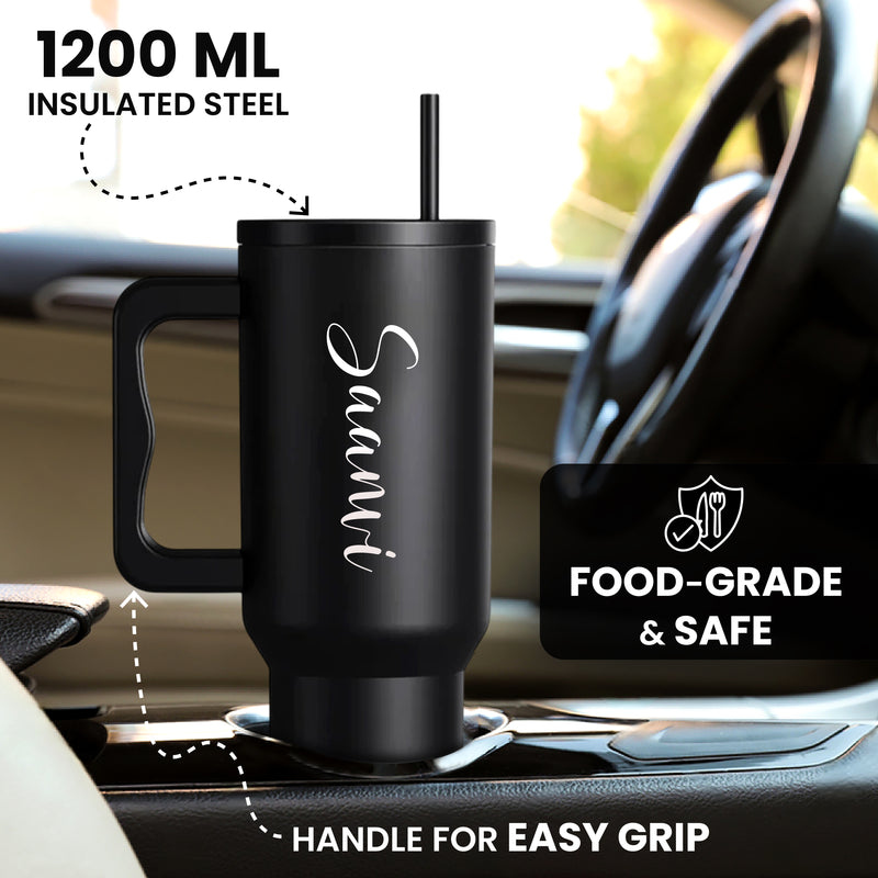Customized Premium Stainless Steel Straw Tumbler (1200 ml) | Personalized Gift