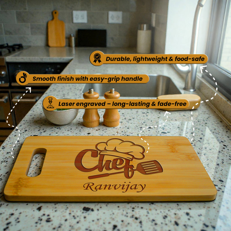 Personalized Chef Engraved Wooden Chopping Board – Custom Name