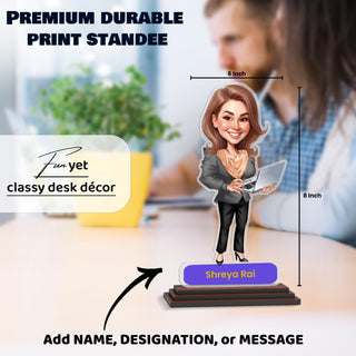 Photo Caricature for Female Employee – Customized Acrylic Standee.