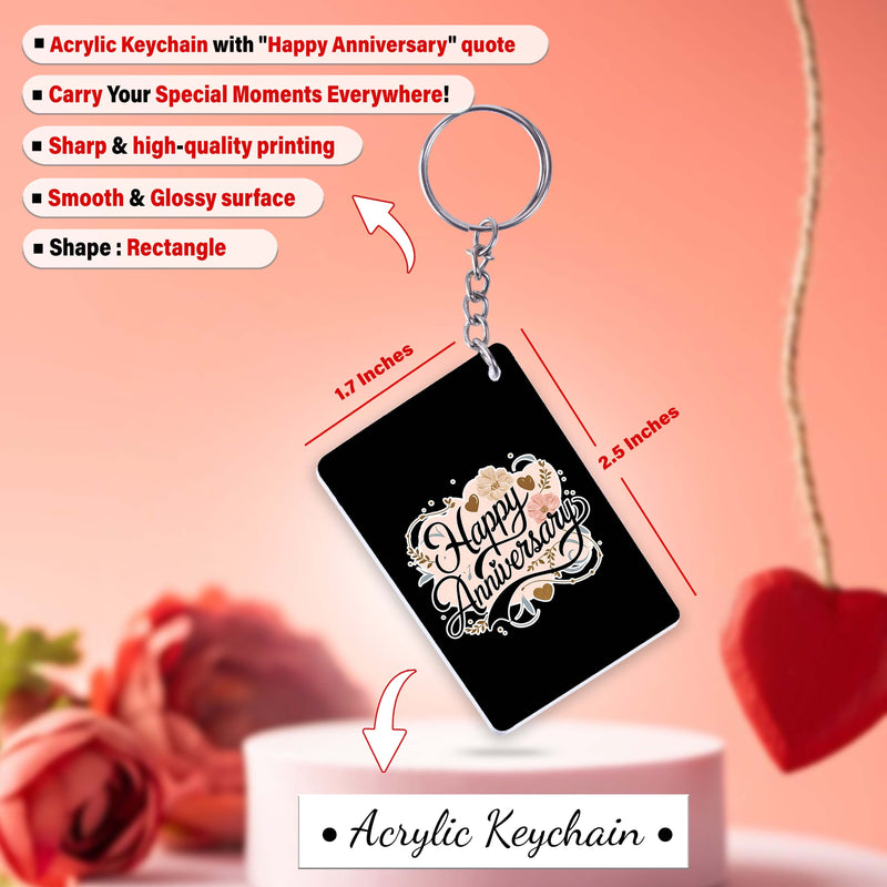 Black Mug & Keychain Combo – Celebrating Love with "Happy Anniversary" Quote