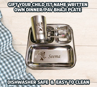 Personalized 3-Compartment Thali Set for Kids.