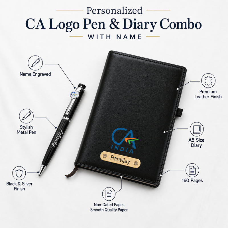 Customized CA Gift Set: Pen & Diary with Name Engraved.
