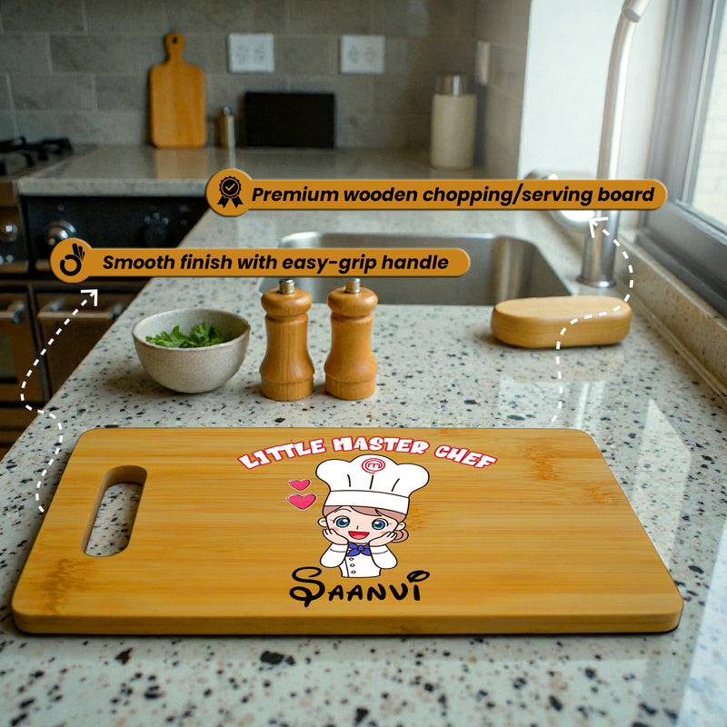 Little Master Chef Personalized Wooden Board for Kids | Custom Name Print