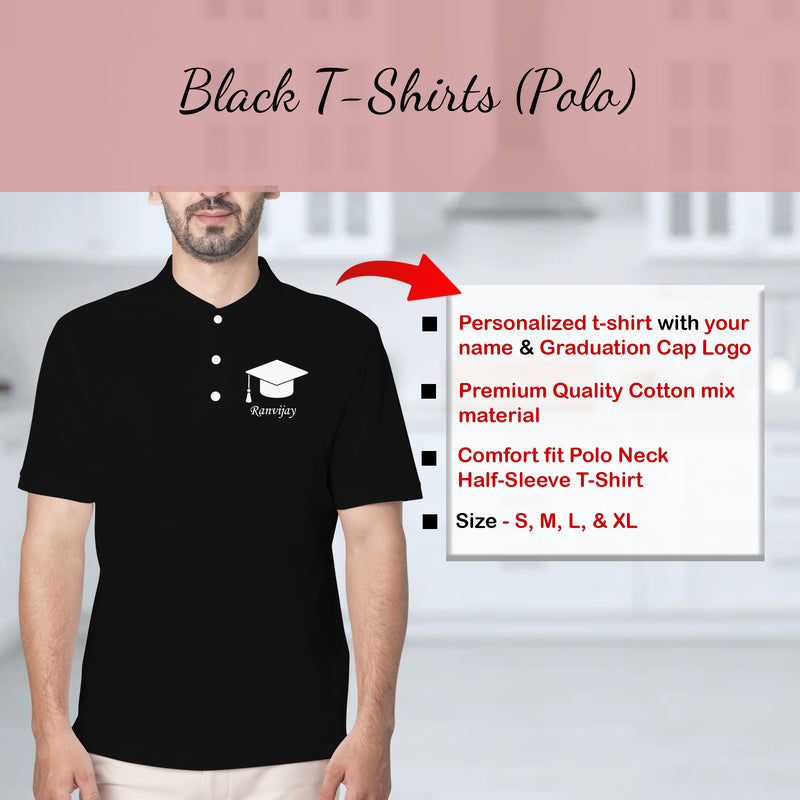 Graduation Combo - Custom Temp Bottle & Black Polo T-Shirt with Name