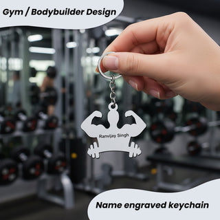 Personalized Gym Keychain with Custom Name | Fitness & Bodybuilder Gift for Men
