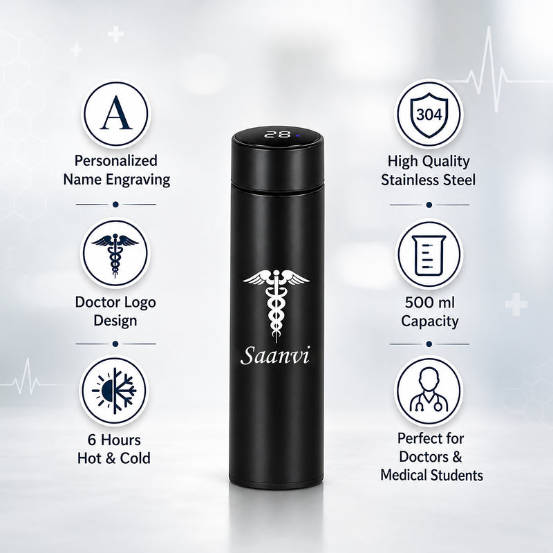 Personalized Custom Doctor's logo & Name Engraved Water Bottle.