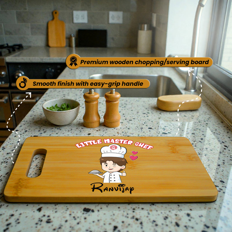 Little Master Chef Personalized Wooden Board for Kids | Custom Name Print
