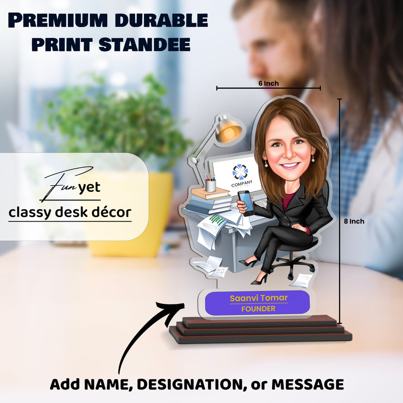 Personalized Photo Caricature for Boss – Custom Name Caricature Standee.