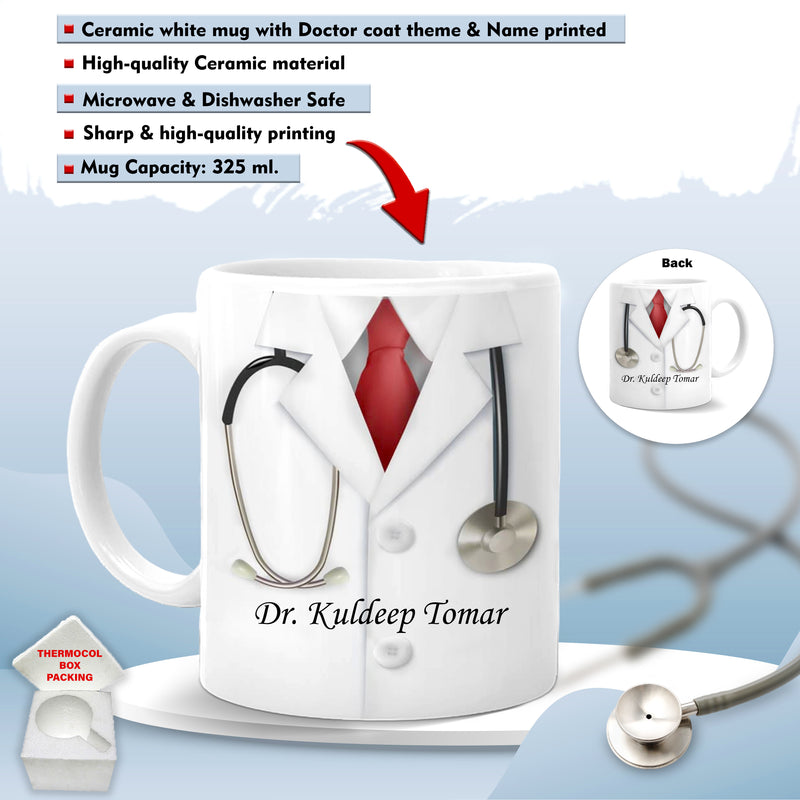 Personalized Acrylic Caricature for Doctors 6x8 Inch with Custom Name Mug.