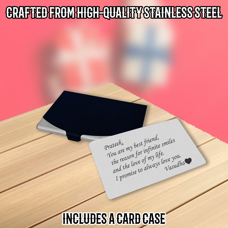 Stainless steel Wallet Insert with Card Holder with your message engraved.