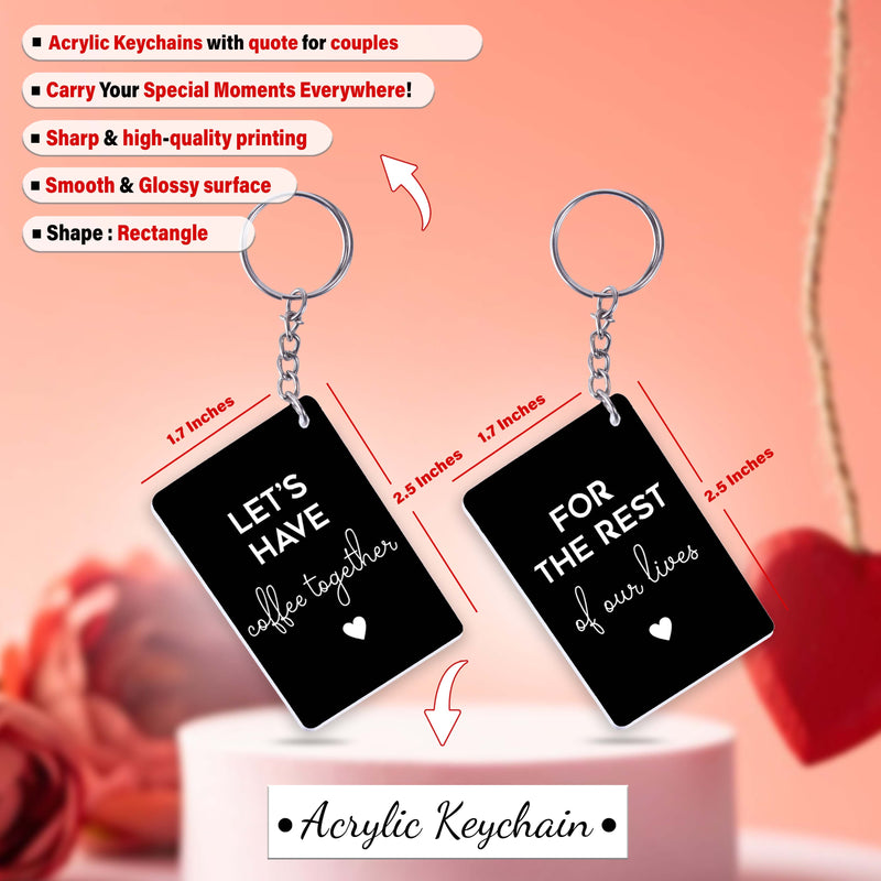 Couple Coffee Mug & Keychain Set (2)  – 'Let's Have Coffee Together' Quote Printed.