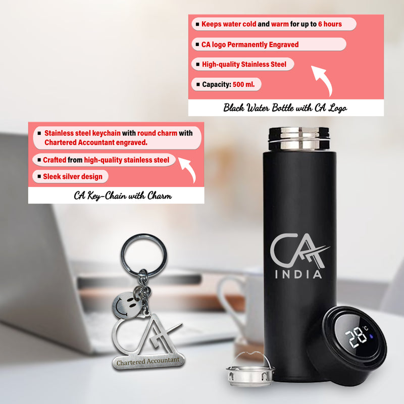 CA Premium Gift Set – Bottle, Pen, Wallet, Diary & Keychain