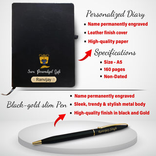 Custom Executive Desk Set - Pen, Pen Stand &  Diary with logo