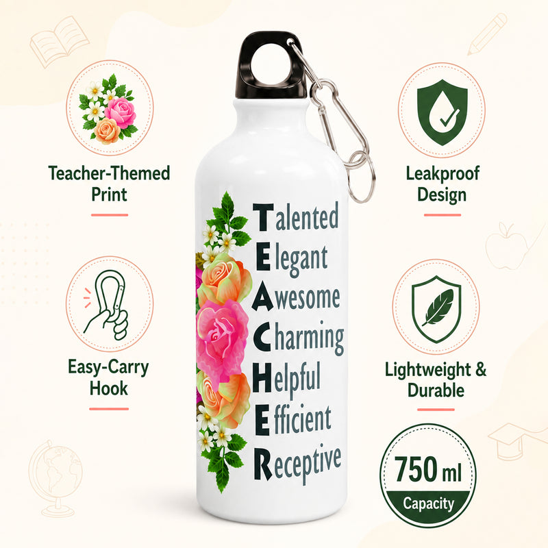 Teacher’s Day Gift | Aluminium Leakproof Sipper Bottle with Carabiner | World’s Best Teacher Flask