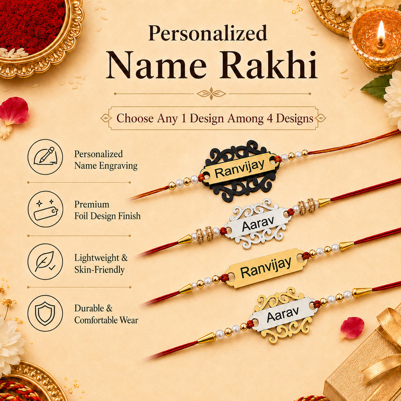 Customized Laser Foil Rakhi with Name Engraved