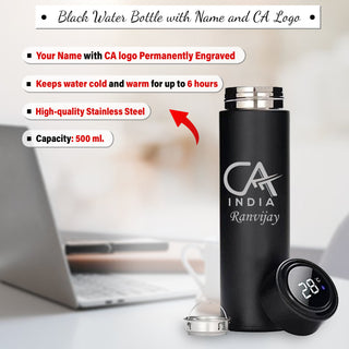 CA Drinkware Combo: Black Bottle & CA Theme Mug with Name.