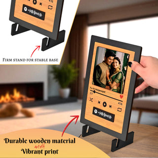 Custom Spotify Wooden Frame with Photo, Song Name & Scannable Code