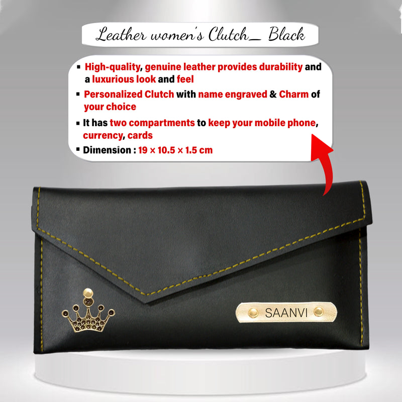 Rakshabandhan Gift: Leather Clutch, Temp Bottle & Name Rakhi.