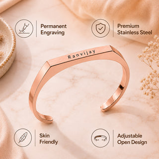 Customized Stainless Steel Kada Bracelet - Engraved Name Armlet for Men & Women.