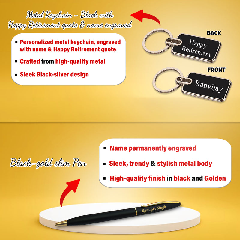 Premium Retirement Combo - Personalized Pen, Mug & Keychain