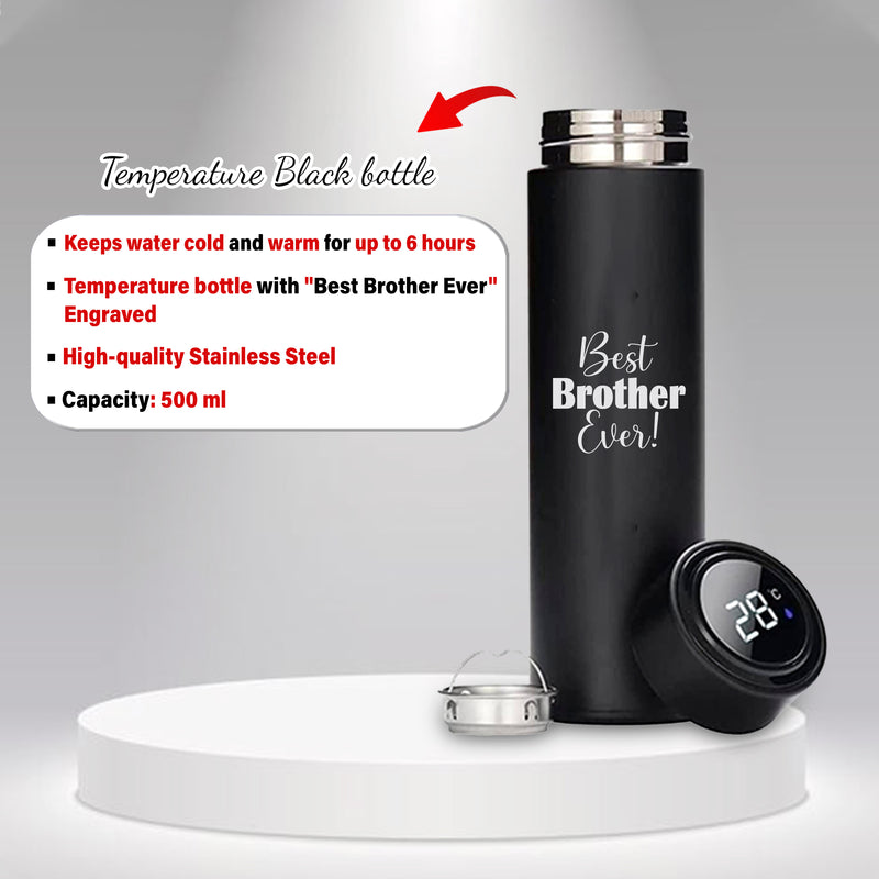 Rakshabandhan Gift Set- Awesome Bro Quote Engraved Mug & Black Bottle