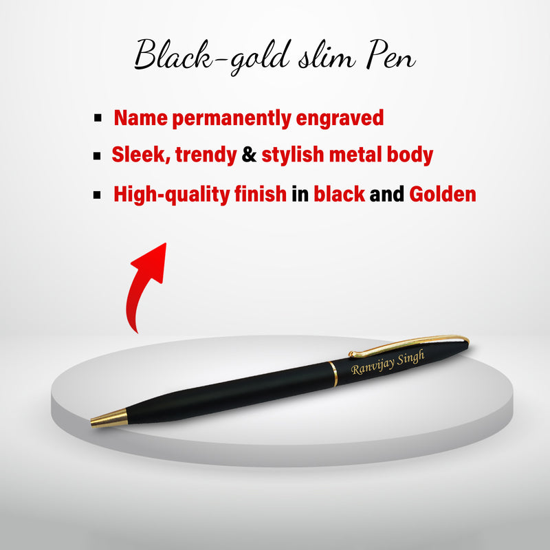 Personalized Engineer's Desk Set-Slim Pen & Pen Stand with Name Engraved.