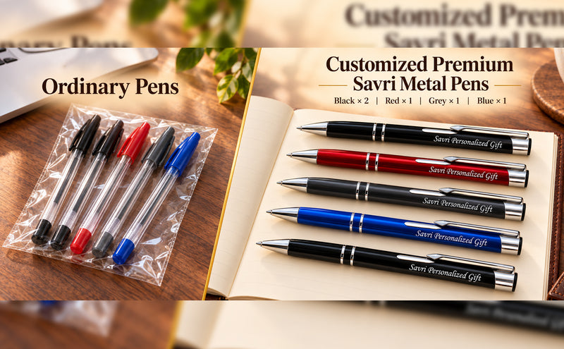 Personalized Ballpoint Pens Pack of 5 | Custom Name Printed Refillable Corporate Gift Pens