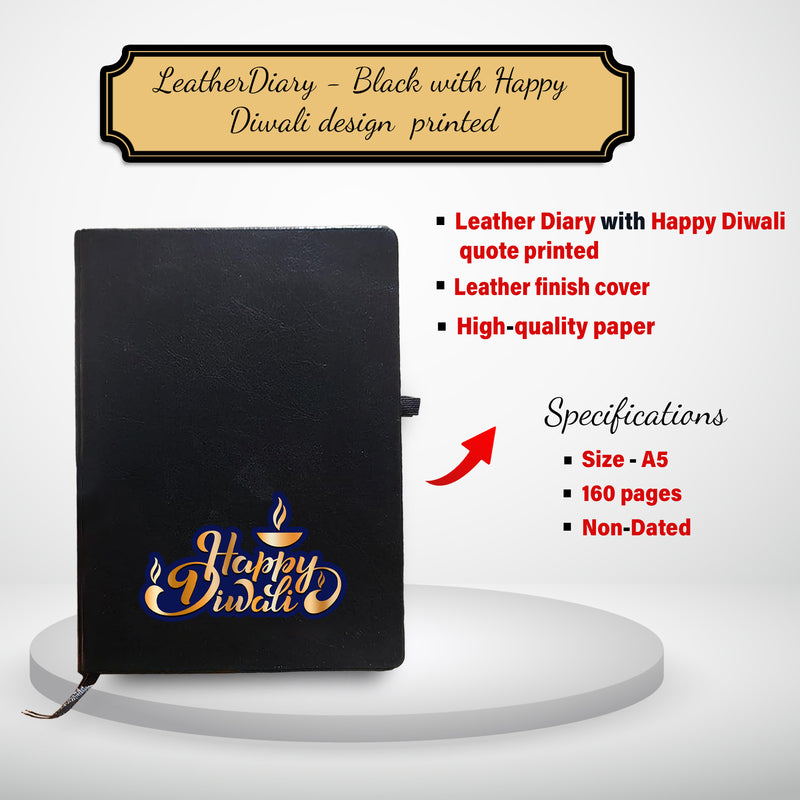 Diwali Combo - Black Coffee Mug & Leather Diary.