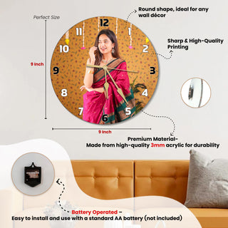 Personalized Acrylic Photo Printed Wall Clock.