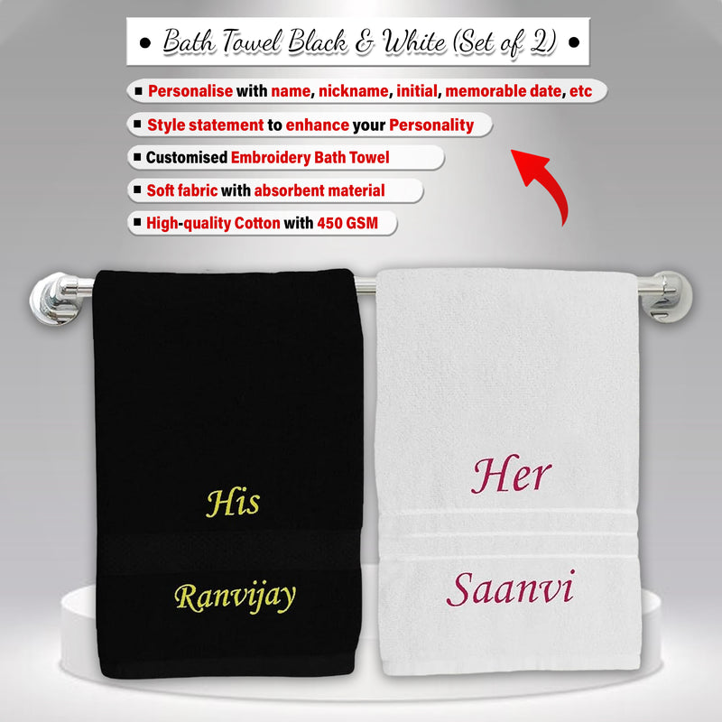 Valentine Gift – Personalized Black & White Towel Set & Spotify Acrylic Photo Frame