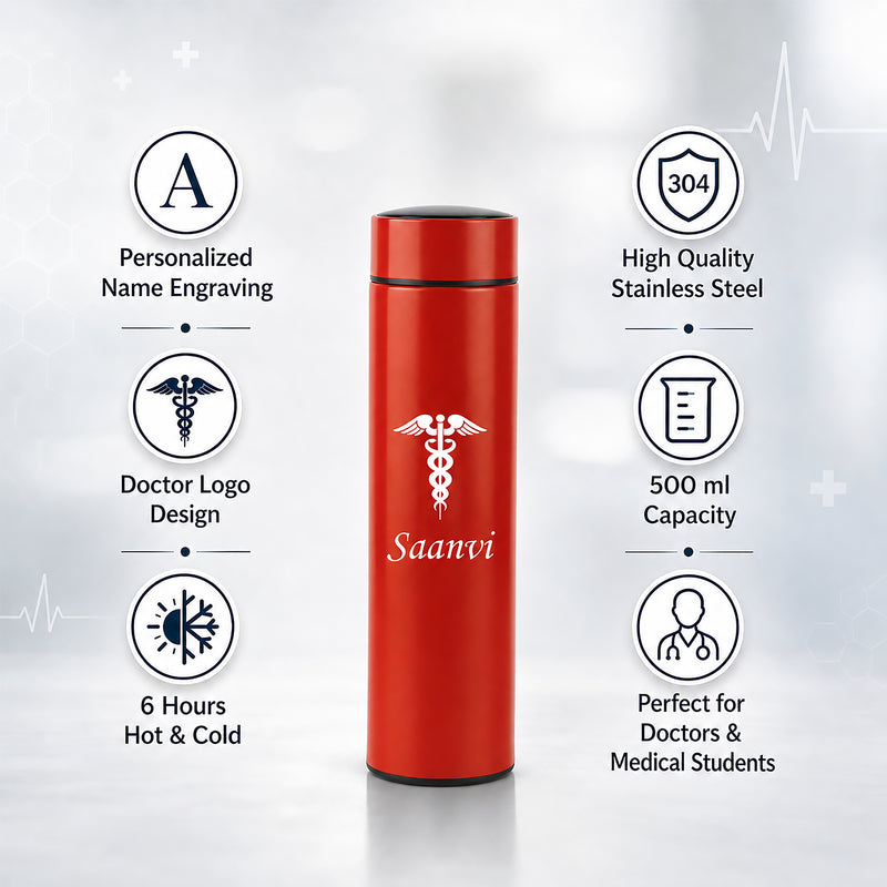 Personalized Custom Doctor's logo & Name Engraved Water Bottle.
