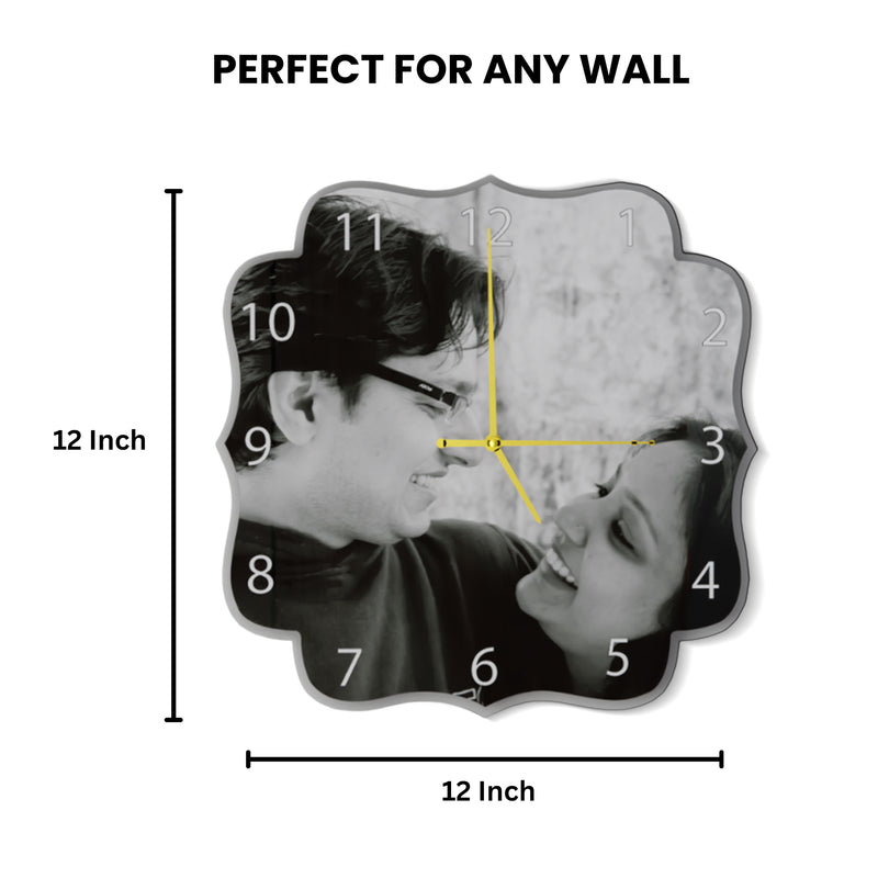 Acrylic Wall Clock (12x12 Inches) – Custom Photo with Unique Design.