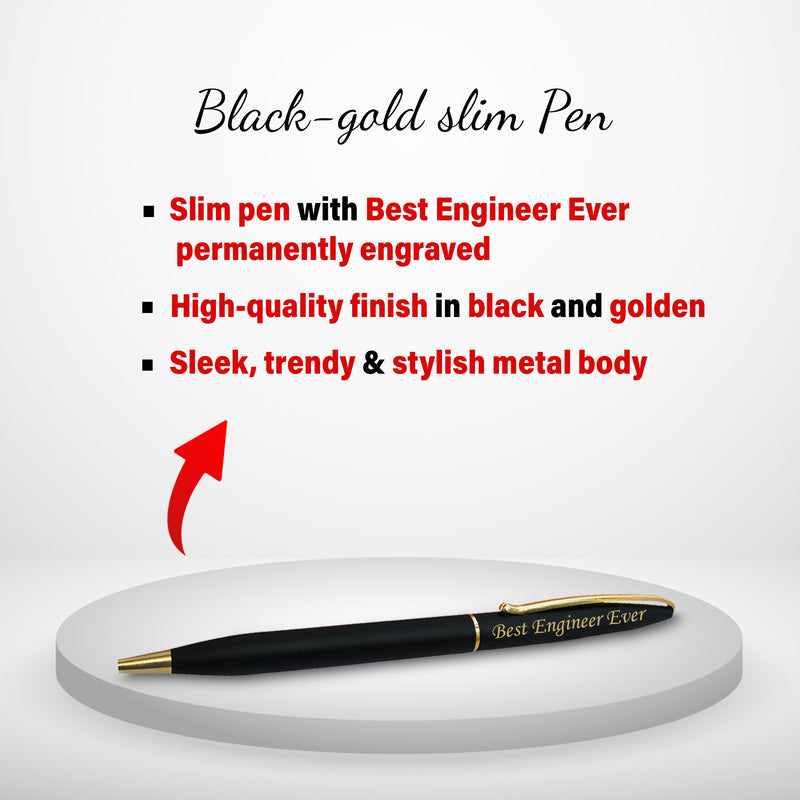 Combo Gifts – Pen Stand, Slim Pen & Diary with 'Best Engineer Ever' Engraved