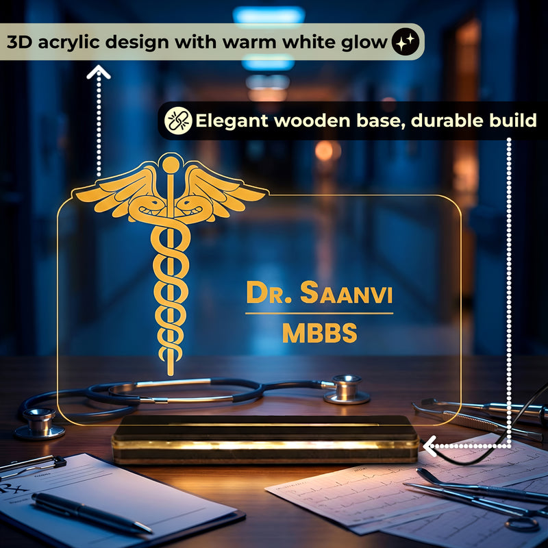 Customized Doctor LED Desk Lamp with Name & Medical Symbol