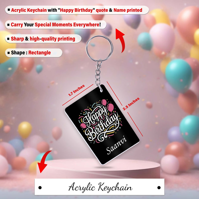 Birthday Gift Set– Black Coffee Mug &  Acrylic Keychain with 'Happy Birthday' Quote & Name Printed.