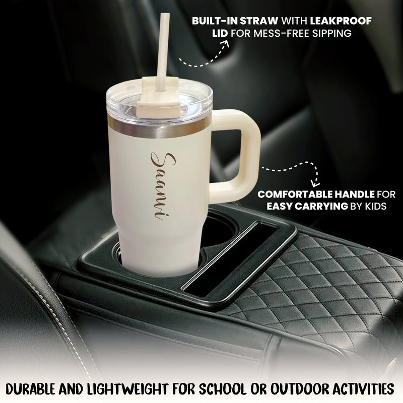 Custom Name Engraved Stainless Steel Insulated 500 ML Mini Tumbler with Straw.