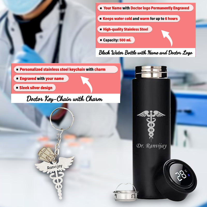 Customized Doctor's Gift Set: Custom Keychain, Bottle, Pen, Wallet & Diary