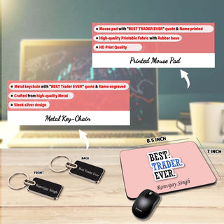 Trader Gift Combo Set- T-shirt, Pen, Mouse Pad & Metal Keychain.
