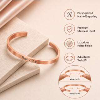 Customized Adjustable Stainless Steel Unisex Kada With Name Engraved.
