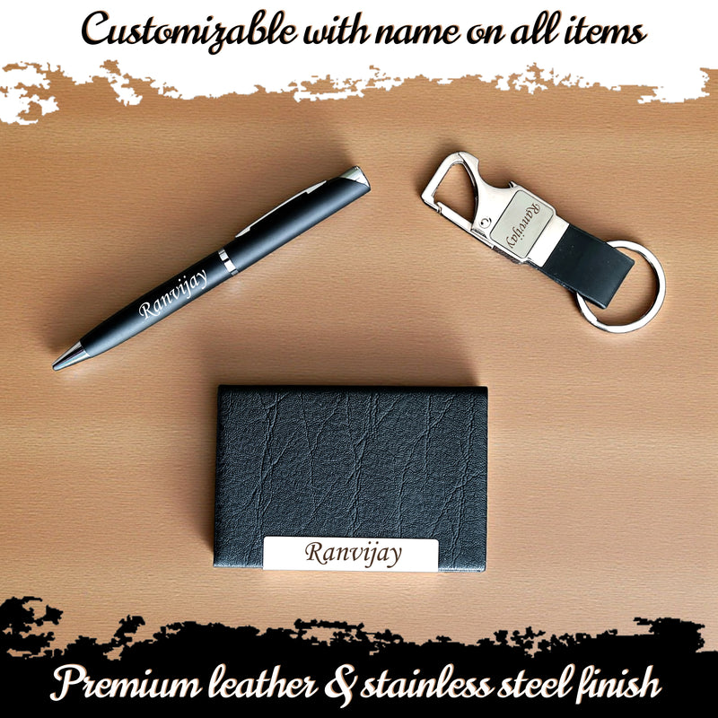 Personalized 6-in-1 Corporate Set – Custom Name/Logo Engraved 1200ml Tumbler, Diary, Pen, Keychain, Cardholder & 10,000 mAh Power Bank