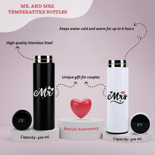 Couple Water Bottle Set of 2 Bottles with Couple Design Printed.