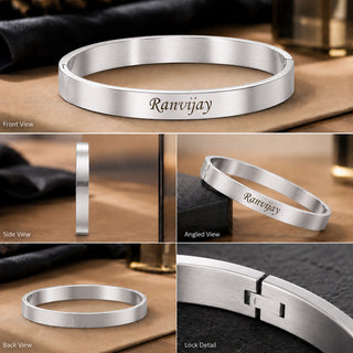 Customized Lock Kada Bracelet - Custom Name Engraved
