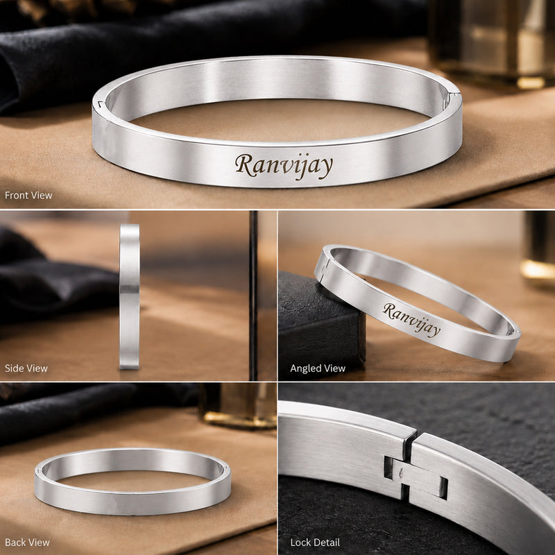 Customized Lock Kada Bracelet - Custom Name Engraved