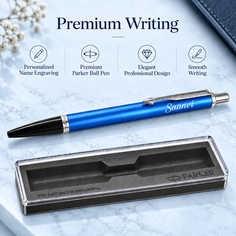 Personalized Blue Parker Ball Pen with Name | Premium Customized Pen for Men & Women | Corporate Gift