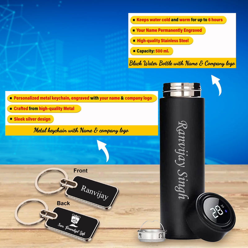 Custom Combo Set - Metal Keychain, Temp Bottle, Slim Pen & Diary