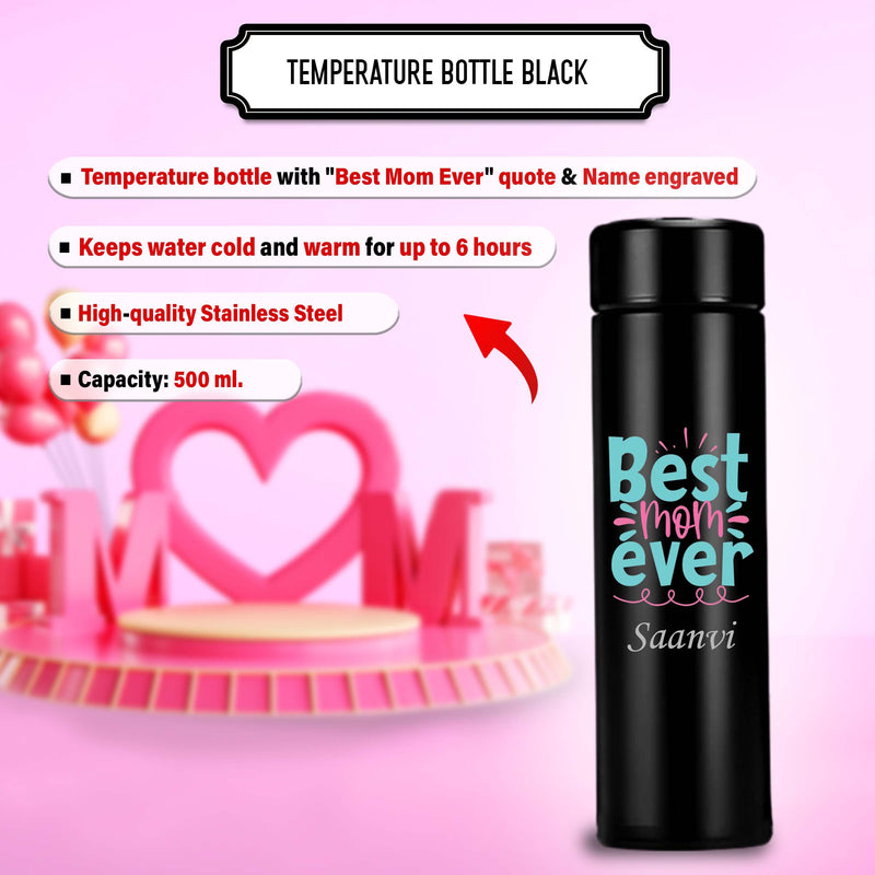 Personalized Mother's Day Set – Black Bottle & Mug  with 'Best Mom Ever' & Name