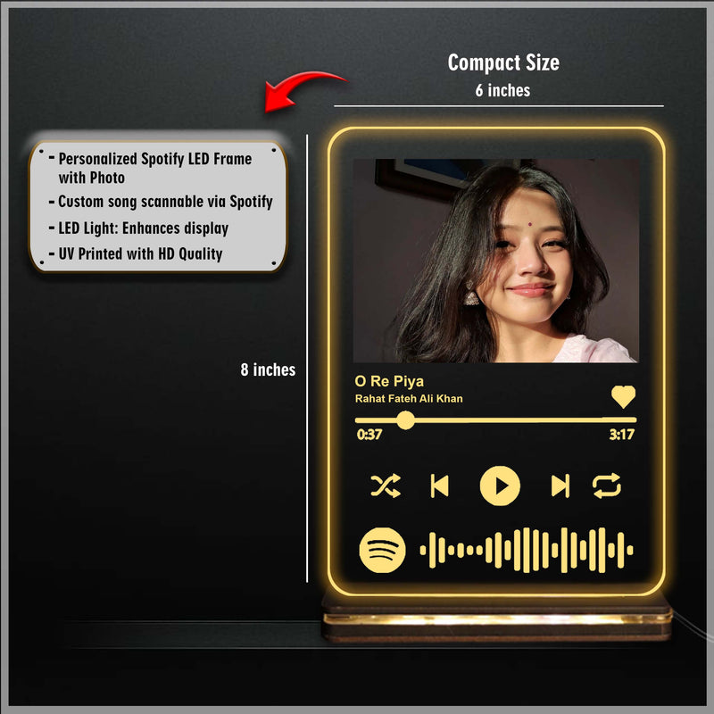 Acrylic LED Spotify Photo Frame – Customizable with Your Photo & Wishes.