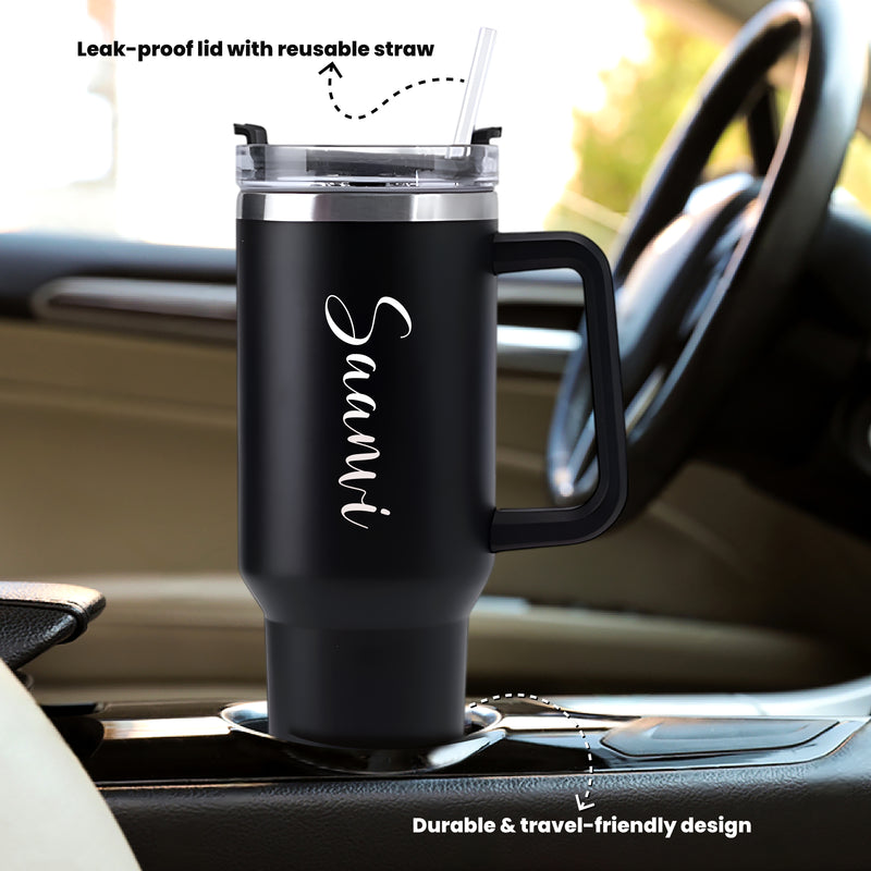 Personalized Family Tumbler Set – Black & White (1200 ML + 500 ML)